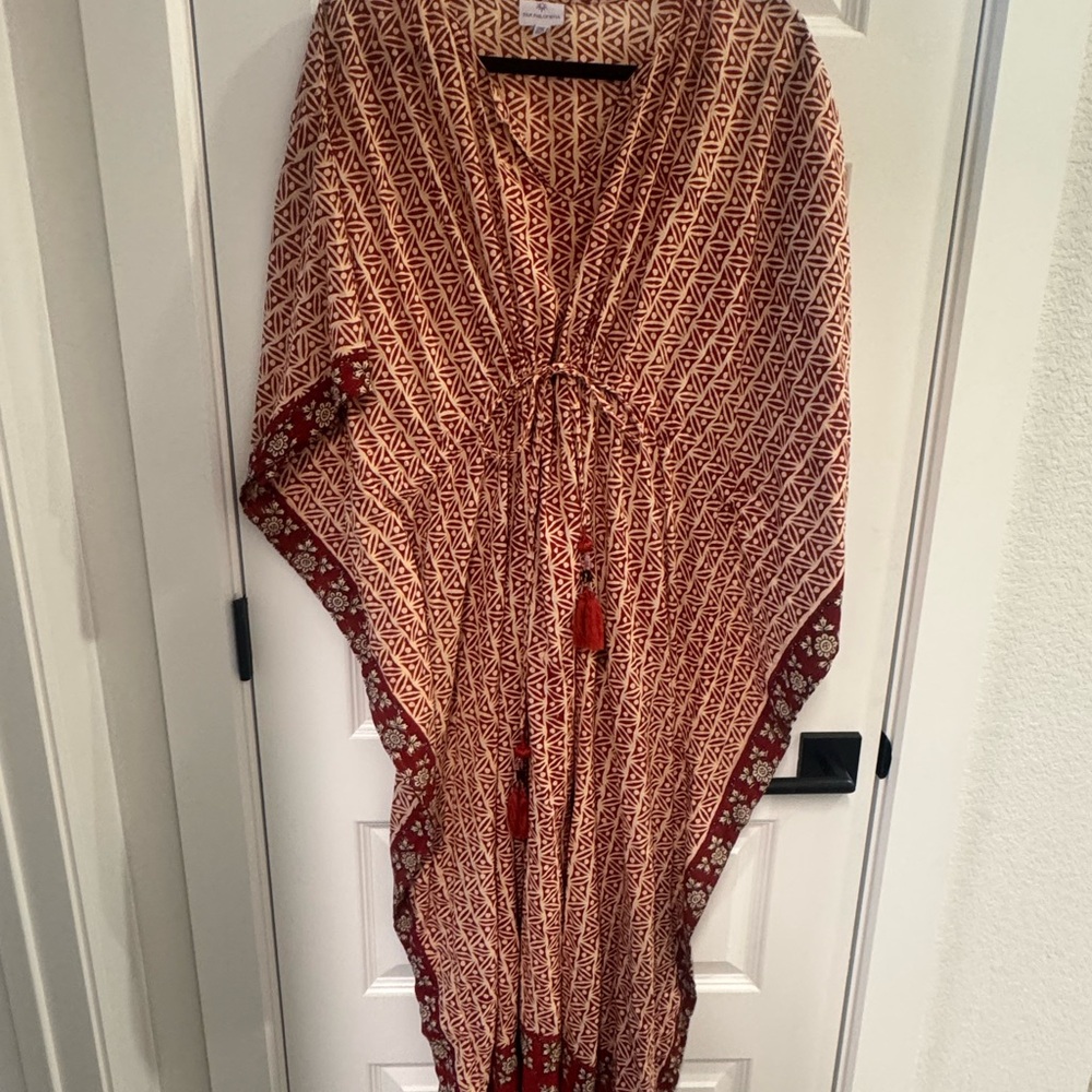 Designer Pax Philomena Boho Block Print Kaftan Dress | Resort Cover Up